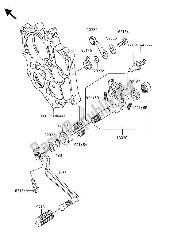 All parts for the Gear Change Mechanism of the Kawasaki ER 6F ABS 650 2013