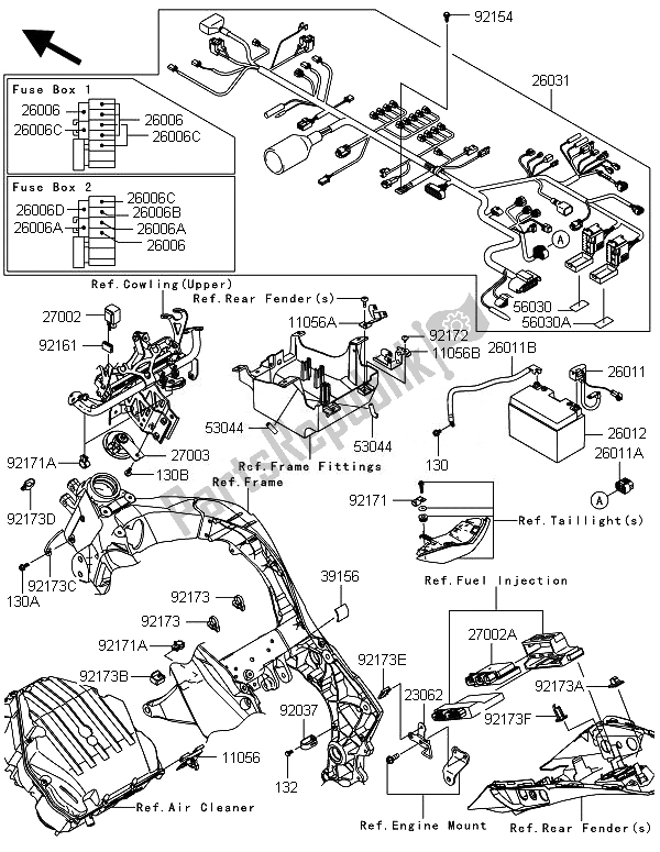 Todas las partes para Equipo Eléctrico Del Chasis de Kawasaki ZX 1000 SX ABS 2014