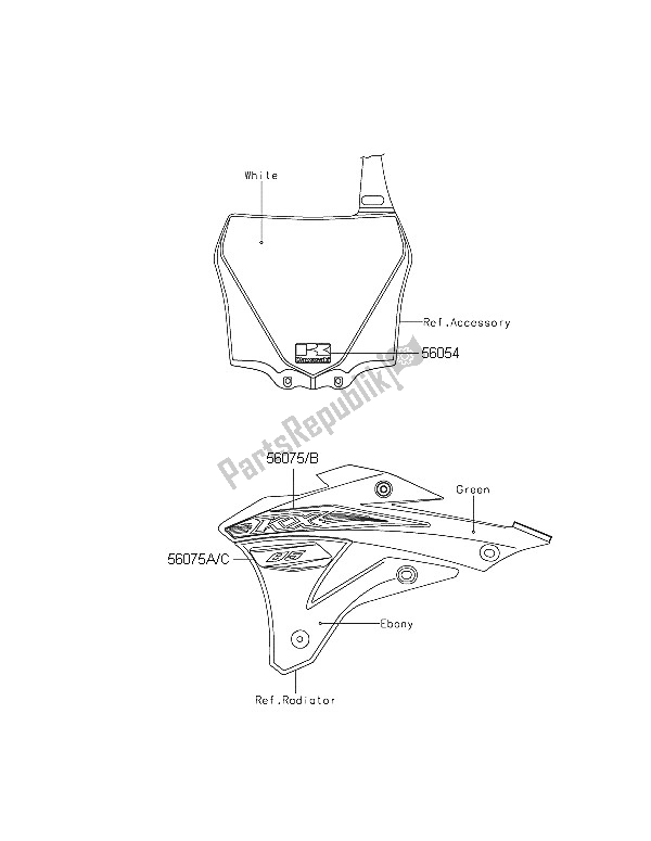 Tutte le parti per il Decalcomanie del Kawasaki KX 85 LW 2016