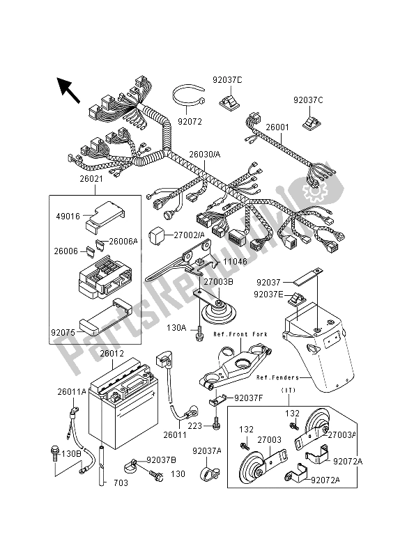 All parts for the Chasis Electrical Equipment of the Kawasaki GPZ 500S 1995