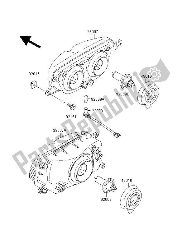 Alle onderdelen voor de Koplamp van de Kawasaki ZXR 400 1995