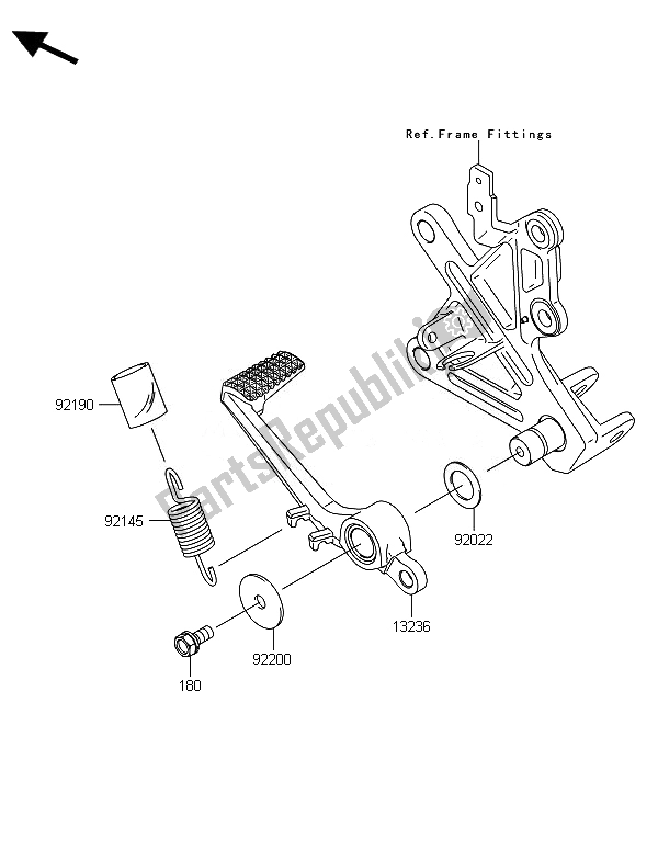 All parts for the Brake Pedal of the Kawasaki Ninja ZX 10R 1000 2014