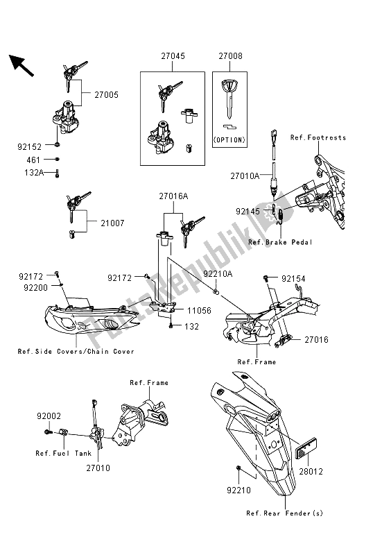 All parts for the Ignition Switch of the Kawasaki ER 6N ABS 650 2013