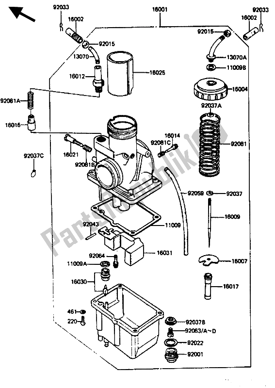 Tutte le parti per il Carburatore del Kawasaki KE 125 1985