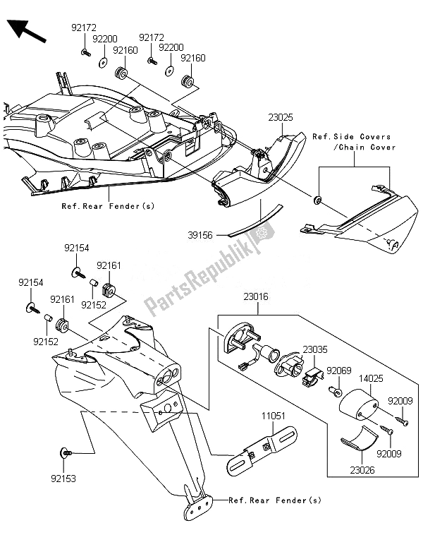 All parts for the Taillight(s) of the Kawasaki ZZR 1400 ABS 2014