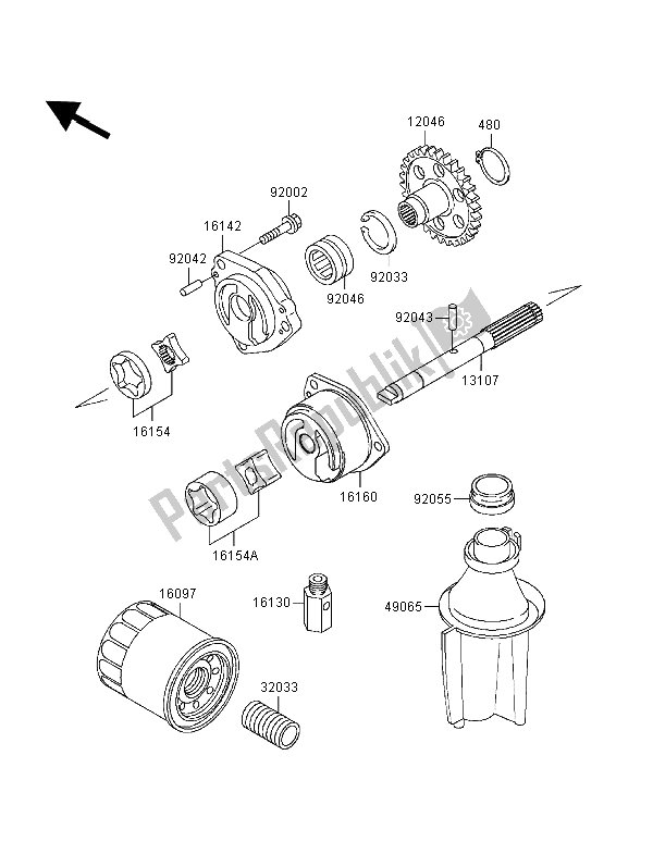 All parts for the Oil Pump of the Kawasaki Ninja ZX 7R 750 1996