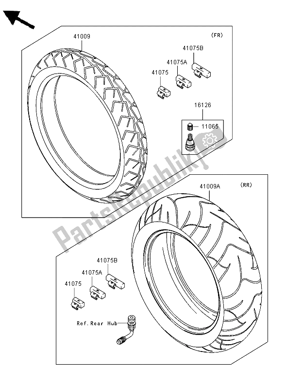 Tutte le parti per il Pneumatici del Kawasaki VN 2000 2006