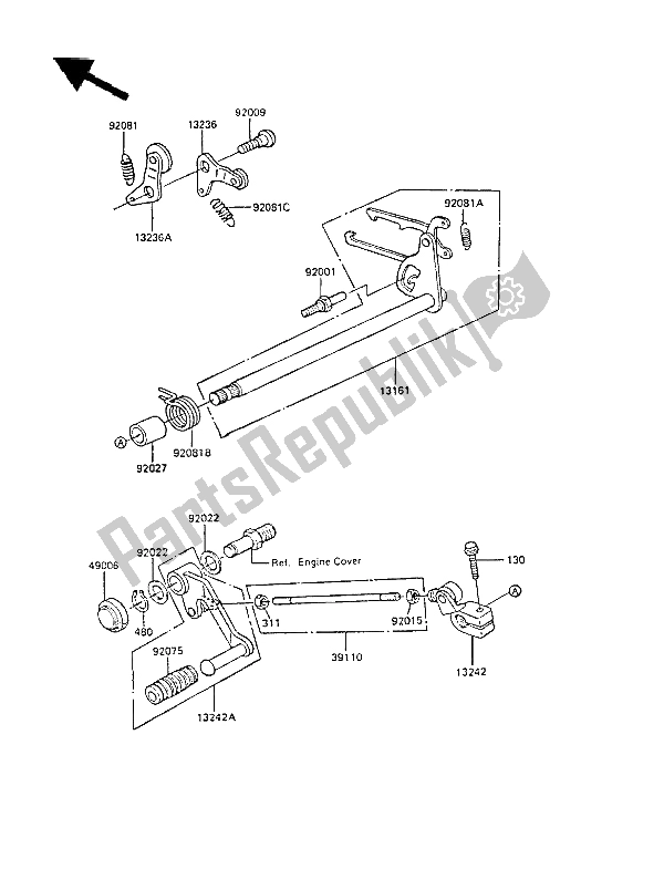 Todas las partes para Mecanismo De Cambio De Marcha de Kawasaki GPZ 305 Belt Drive 1987