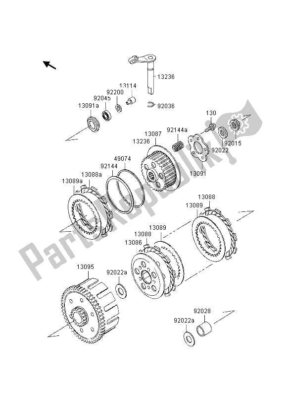 All parts for the Clutch of the Kawasaki KX 80 SW LW 1997