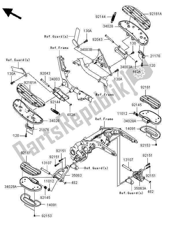 All parts for the Footrests of the Kawasaki VN 1600 Classic Tourer 2006