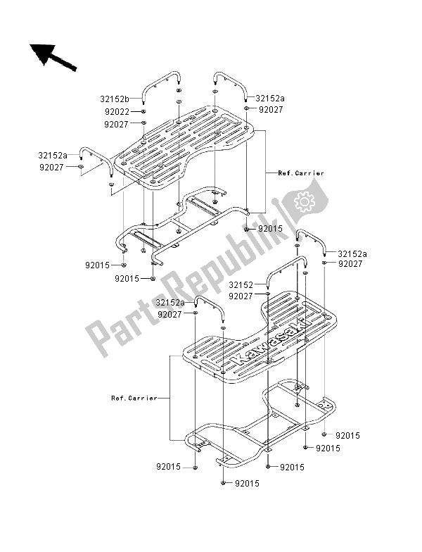 Tutte le parti per il Parti Opzionali (protezione Del Supporto) del Kawasaki KVF 400 4X4 2000