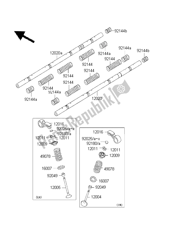 All parts for the Valve of the Kawasaki ZRX 1200S 2001