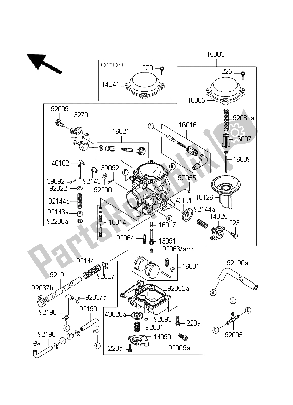 Todas as partes de Carburador do Kawasaki VN 800 1999