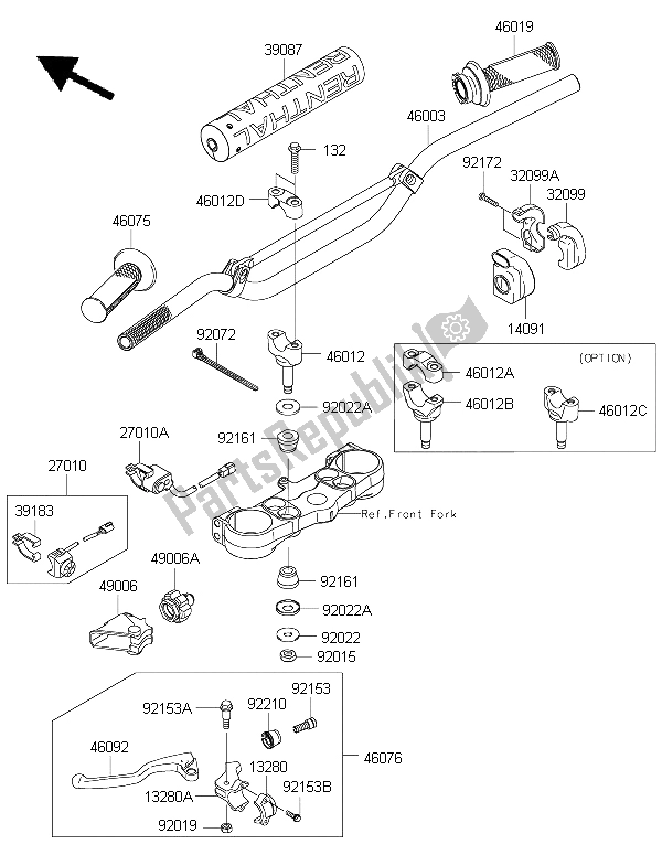 Tutte le parti per il Manubrio del Kawasaki KX 450F 2015