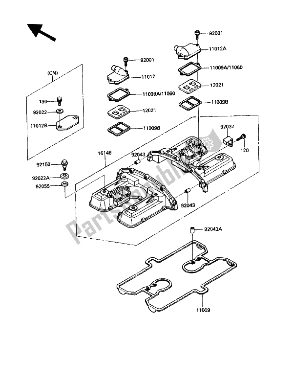 Toutes les pièces pour le Le Couvre-culasse du Kawasaki ZG 1200 B1 1990