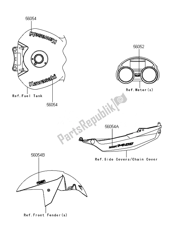 Toutes les pièces pour le Décalcomanies (vertes) (1) du Kawasaki ZZR 1400 ABS 2014