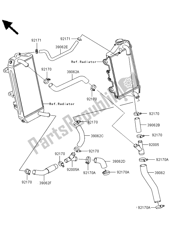 All parts for the Water Pipe of the Kawasaki KLX 450R 2012