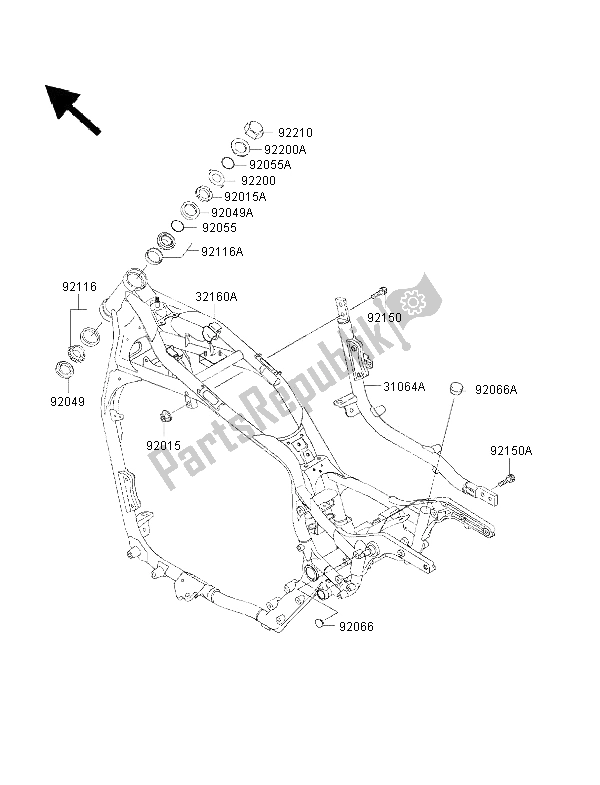 Tutte le parti per il Telaio del Kawasaki VN 1500 Classic FI 2002