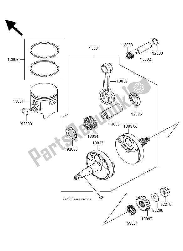 Tutte le parti per il Albero Motore E Pistone (i) del Kawasaki KX 85 SW LW 2008