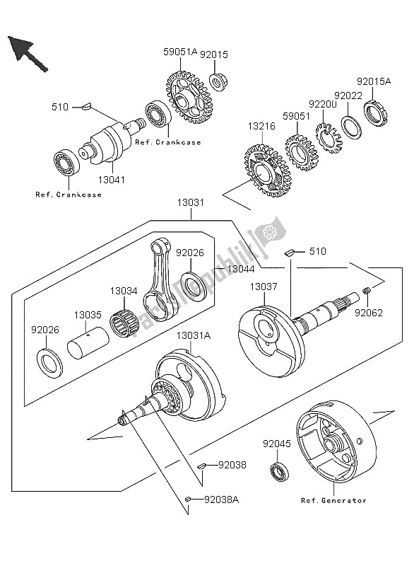 All parts for the Crankshaft of the Kawasaki KLF 300 4X4 2005