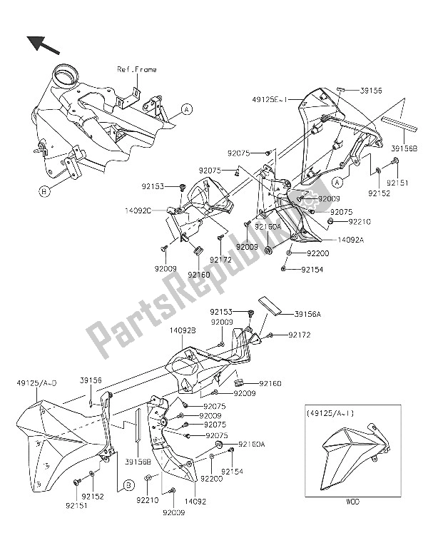 Tutte le parti per il Il Cofano Si Abbassa del Kawasaki Z 800 2016