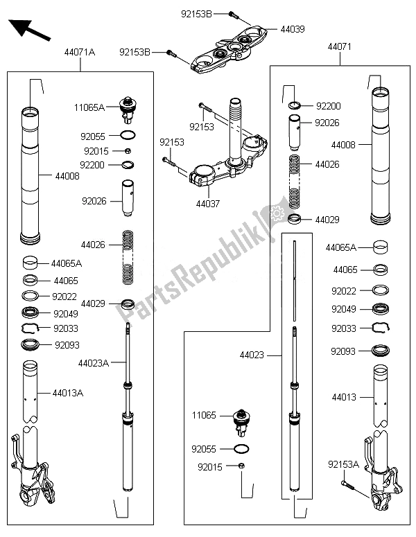 Todas las partes para Tenedor Frontal de Kawasaki Z 800 ABS BEF 2014
