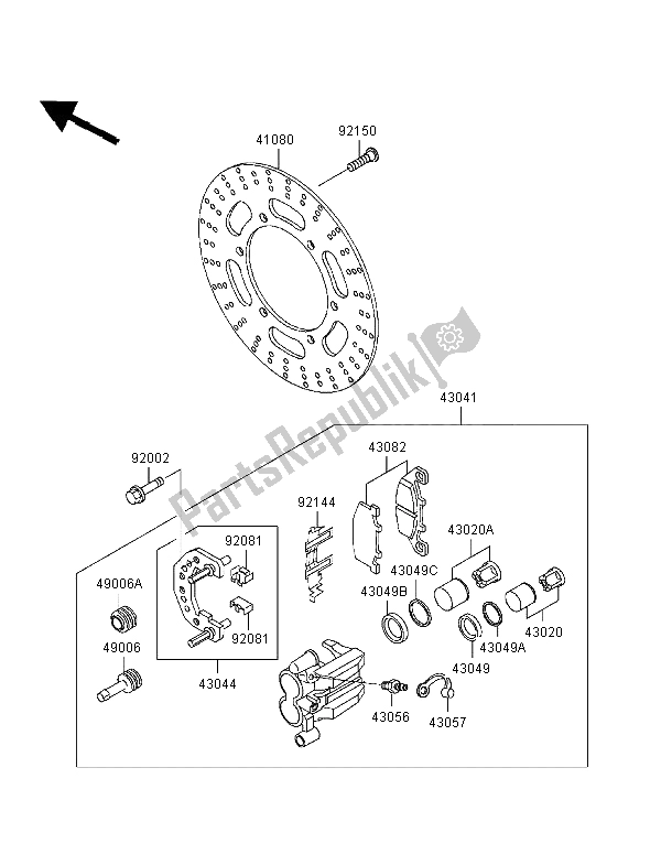 Tutte le parti per il Freno Anteriore del Kawasaki ER 500 1998