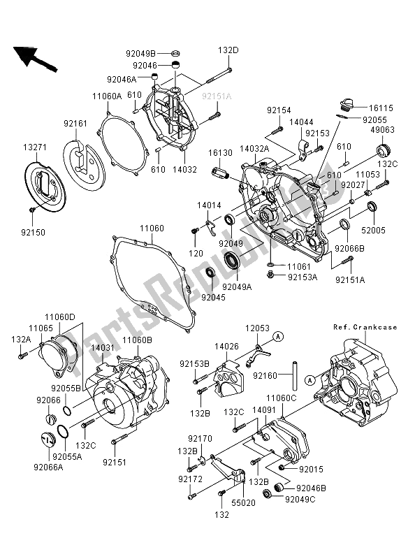 Tutte le parti per il Coperchio Del Motore del Kawasaki KLX 250 2013