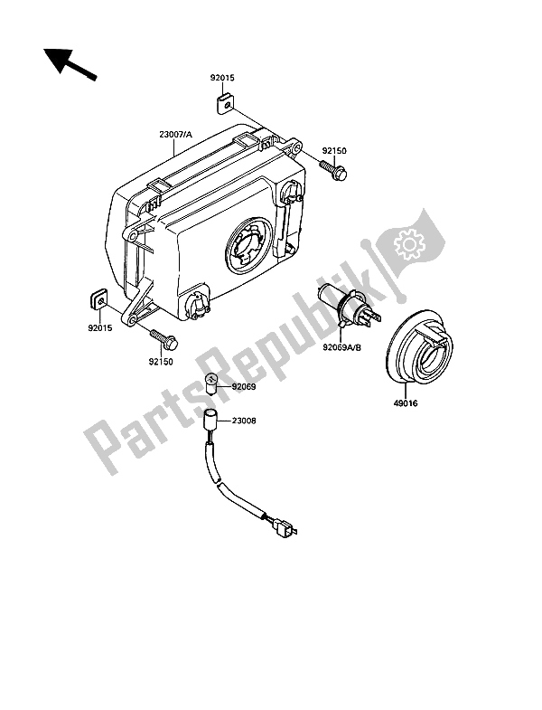 Tutte le parti per il Fari (s) del Kawasaki KR 1 250 1989