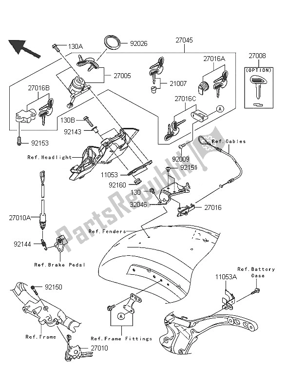 All parts for the Ignition Switch of the Kawasaki VN 2000 2005