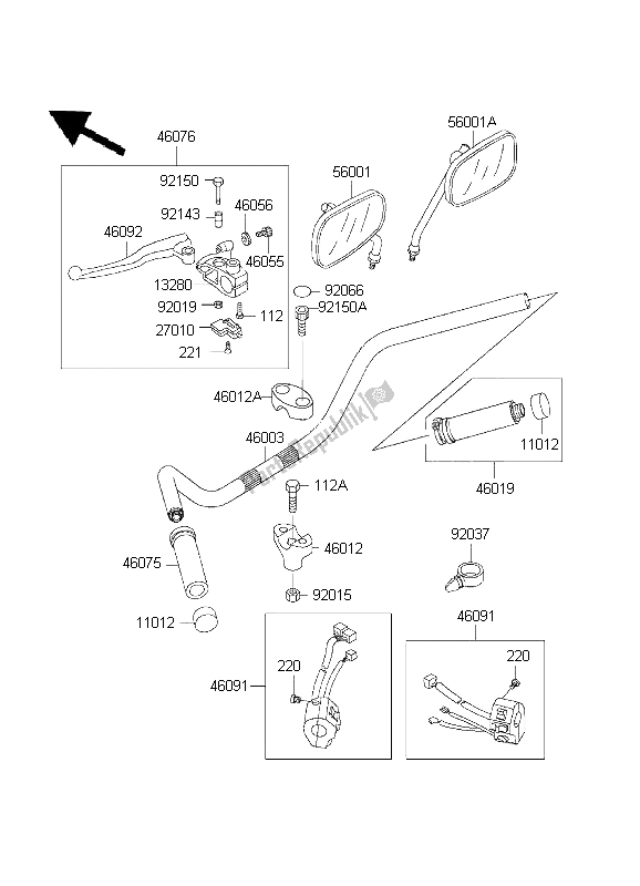 All parts for the Handlebar of the Kawasaki VN 800 Drifter 1999
