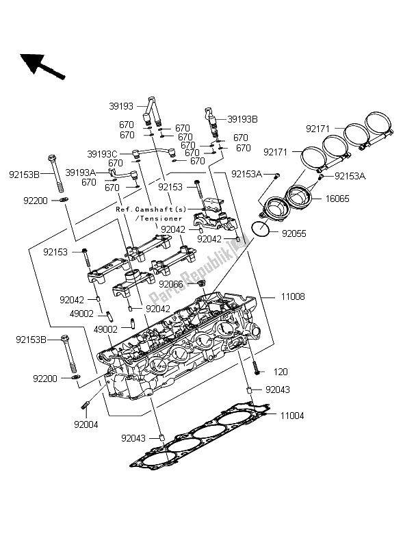 Toutes les pièces pour le Culasse du Kawasaki 1400 GTR 2008