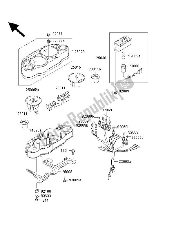 All parts for the Meter of the Kawasaki 1000 GTR 1999