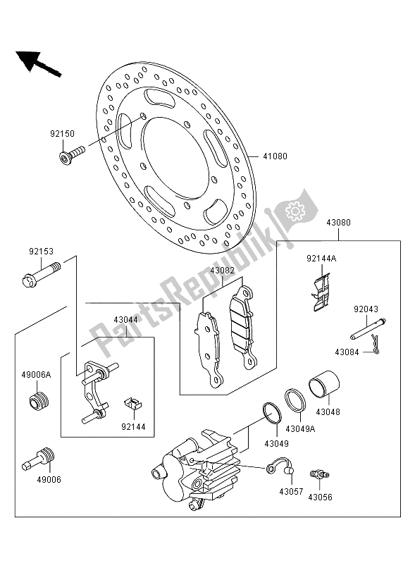 All parts for the Front Brake of the Kawasaki VN 900 Classic 2006