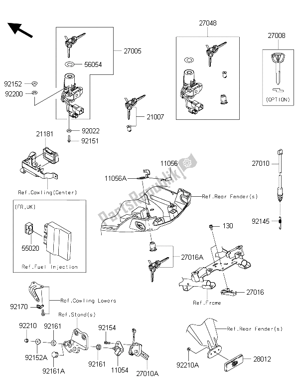 Toutes les pièces pour le Interrupteur D'allumage du Kawasaki Versys 1000 2015