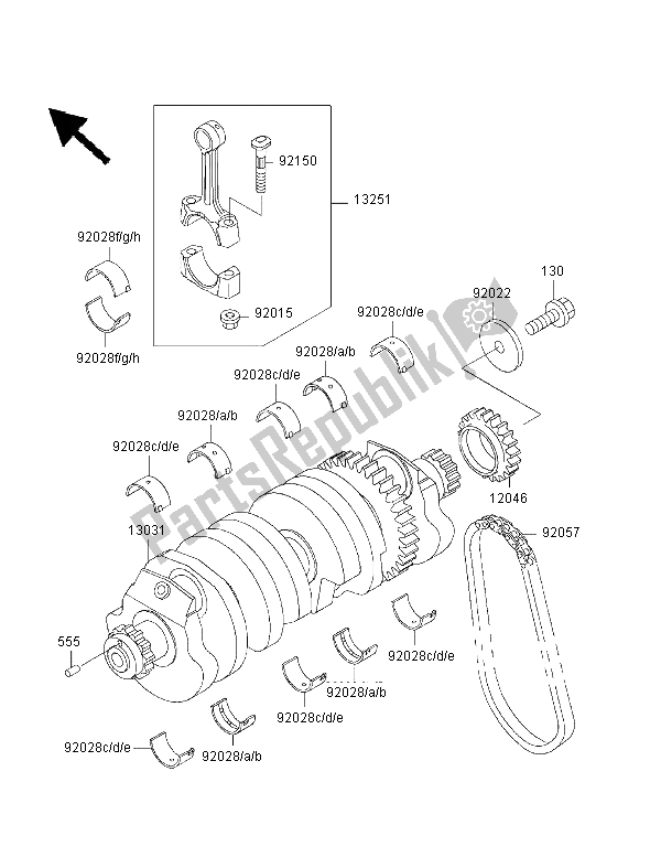 All parts for the Crankshaft of the Kawasaki ZRX 1100 1999