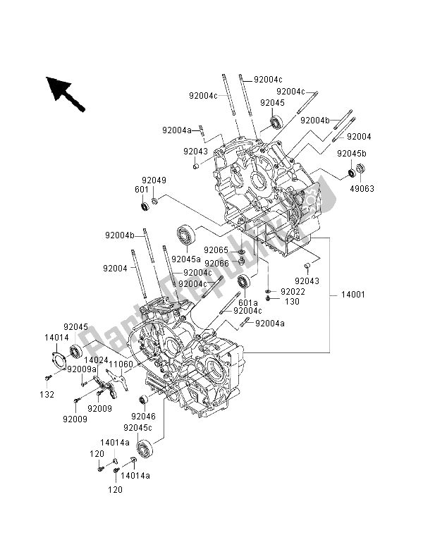 All parts for the Crankcase of the Kawasaki VN 800 Drifter 2000