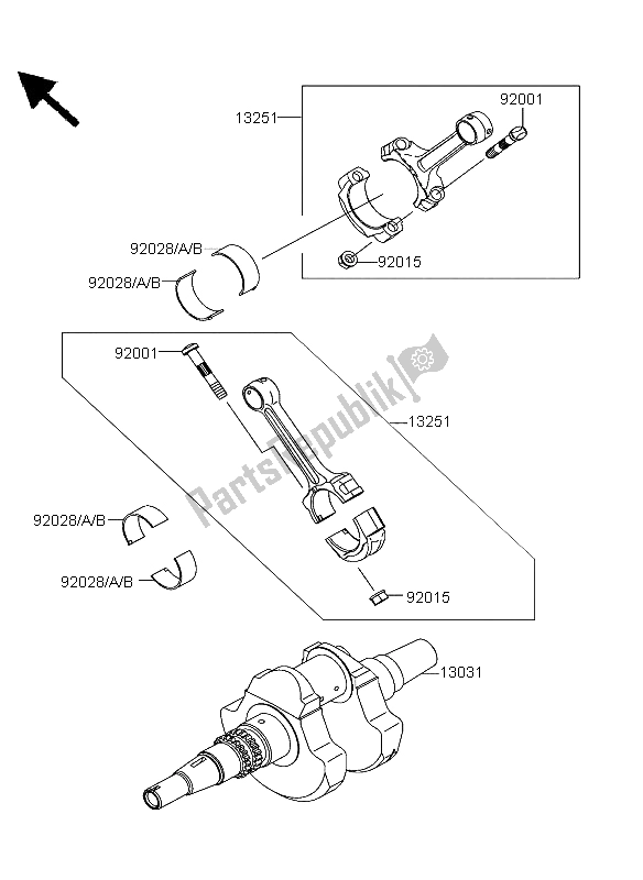 All parts for the Crankshaft of the Kawasaki KFX 700 2004