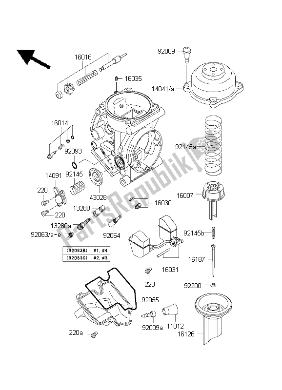 All parts for the Carburetor Parts of the Kawasaki Ninja ZX 9R 900 2001