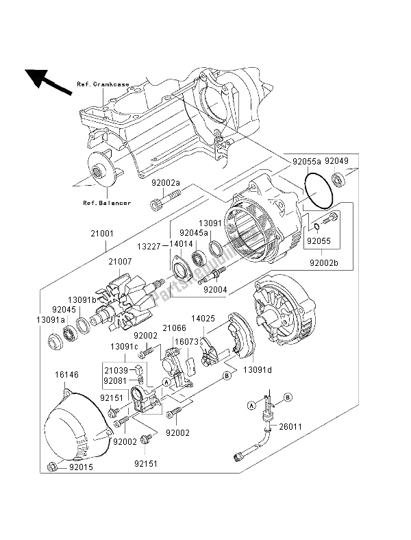 Todas las partes para Generador de Kawasaki ZRX 1200R 2002