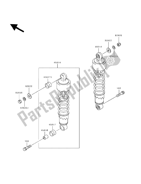 Tutte le parti per il Sospensione E Ammortizzatore del Kawasaki EL 250 1990