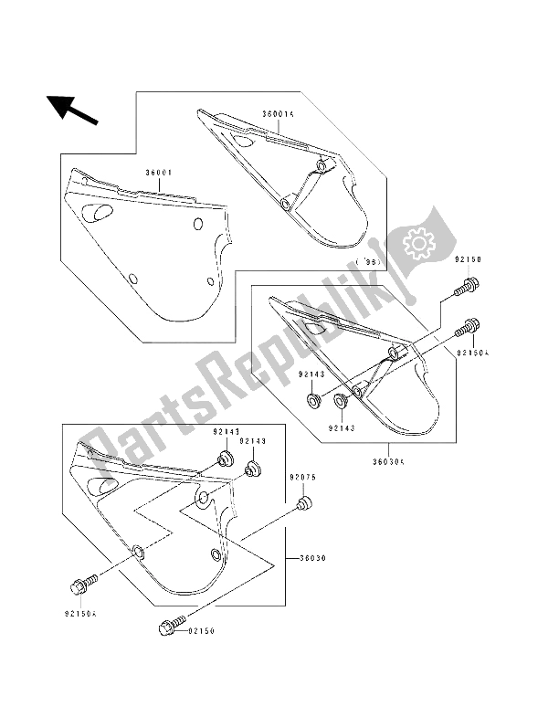 Tutte le parti per il Coperture Laterali del Kawasaki KX 100 1993