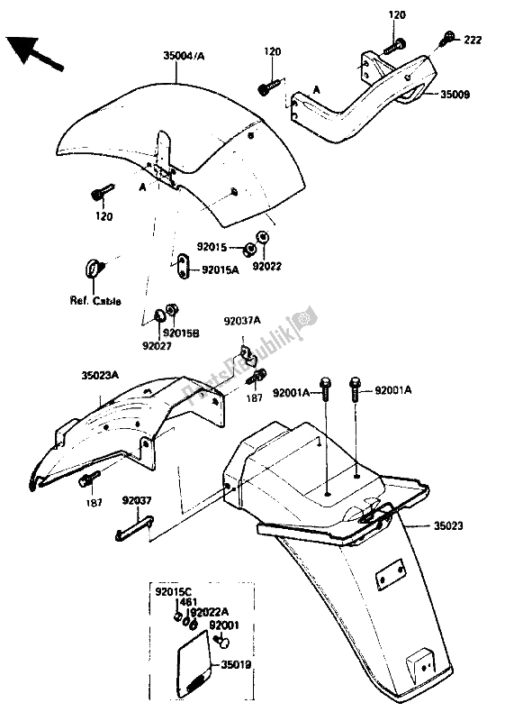 Tutte le parti per il Parafango del Kawasaki GPZ 750R 1985