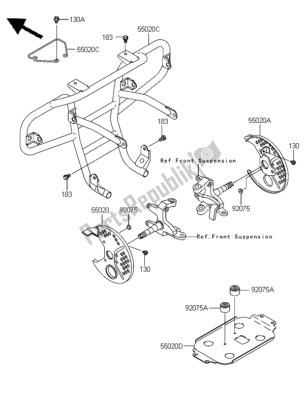 Alle onderdelen voor de Bewaker van de Kawasaki KLF 300 2006