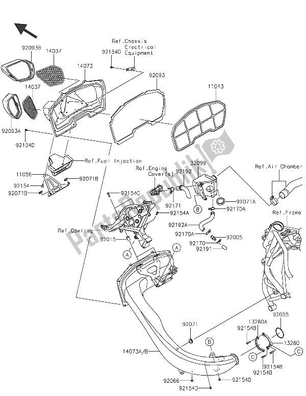 Tutte le parti per il Filtro Dell'aria del Kawasaki Ninja H2R 1000 2016