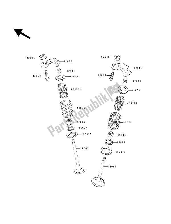 Todas as partes de Válvula (s) do Kawasaki EL 250E 1991