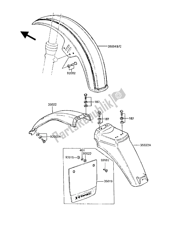 Tutte le parti per il Parabordi del Kawasaki Z 1300 1986