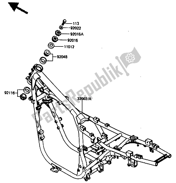 Todas las partes para Marco de Kawasaki GPZ 400A 1985