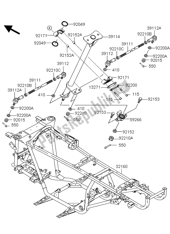 All parts for the Frame of the Kawasaki KVF 360 2008