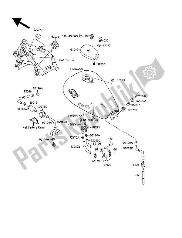 All parts for the Fuel Tank of the Kawasaki VN 15 SE 1500 1989